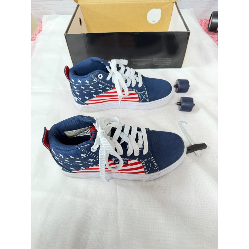 Heelys American Flag Wheeled Skate Shoes Navy Blue Red White Youth 5 770984